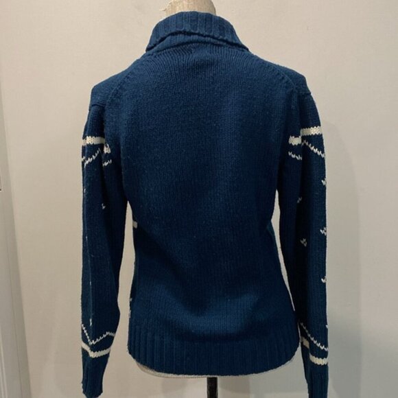 Sea to Sky Reindeer Cardigan Blue Sweater Size medium - Picture 5 of 15